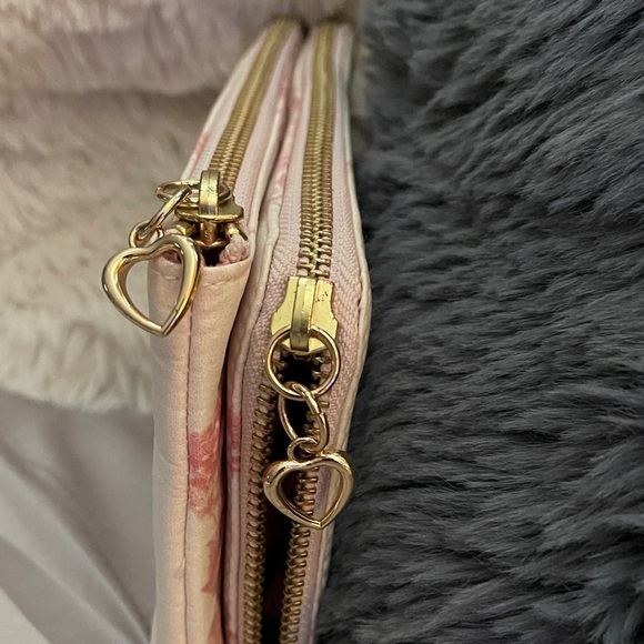 Pottery Barn Travel Jewelry Pouch with pocket Floral Pink and Cream - Picture 2 of 5